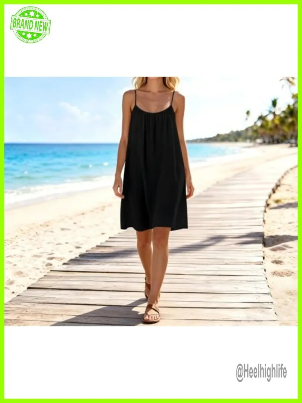 Backless Sun Dress Flowy Boho Cover Up Spaghetti Strap Mini
